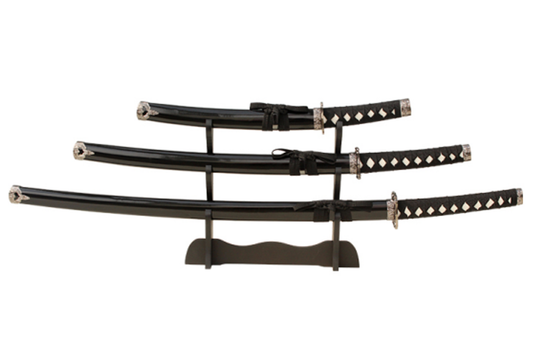 Bushido Warrior Black Triple Sword Set