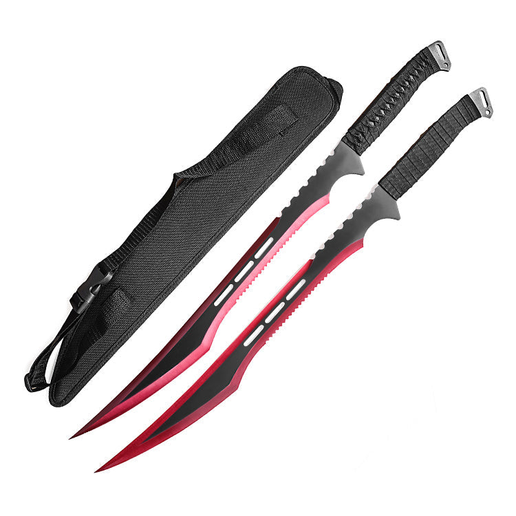 Deathstroke Red Blade Tactical Twin Machete Set w- Shoulder Harness