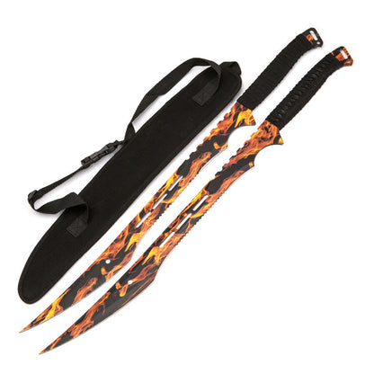 Fire Blade Tactical Twin Machete Set w- Shoulder Harness