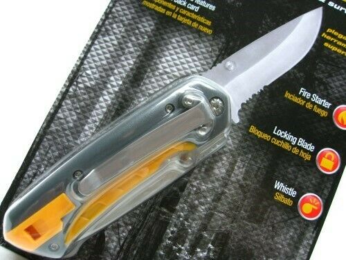 Smith's 50539 Edgesport Survival Knife Multi Tool Sharpener Whistle Fire Starter